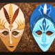 Ethnic Art – Brown and Blue Masks