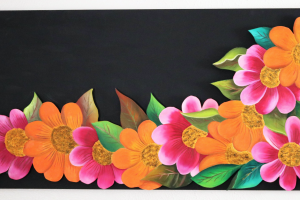 Flower Art - Pink and Orange Flowers