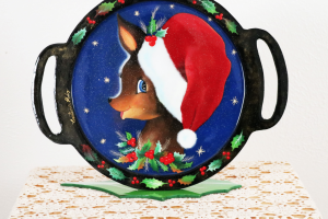 Functional and Custom Art - Reindeer with Santa Hat