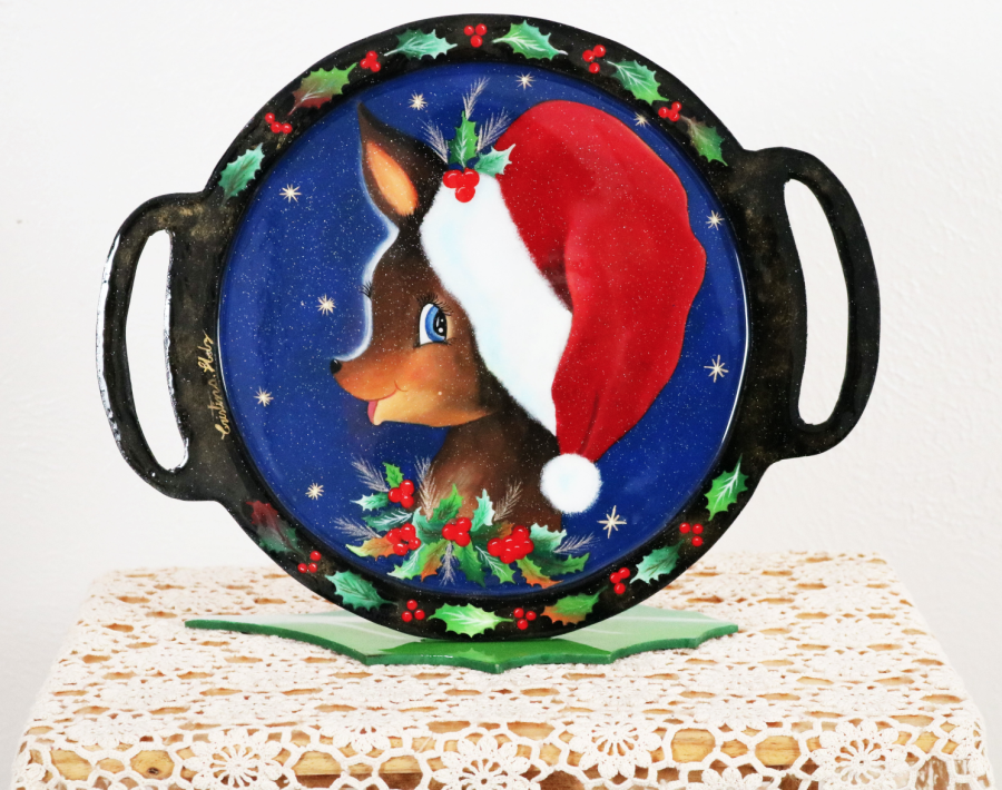 Functional and Custom Art - Reindeer with Santa Hat