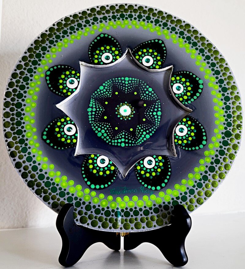 0002 - Mandala - Grey Green White Black - Gris Verde Blanco Negro