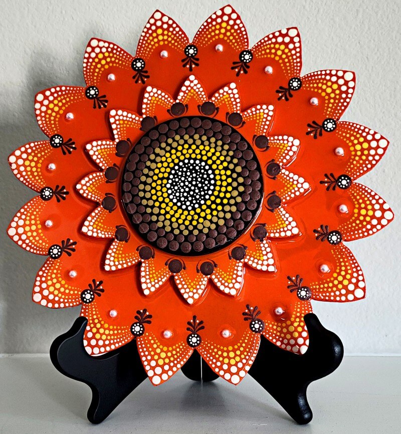 0003 - Mandala - Orange Brown Yellow White - Naranja Cafe Amarillo Blanco