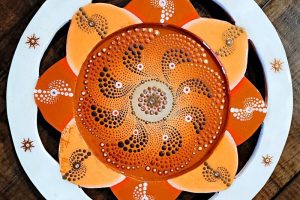 0012 - Mandala - Orange White - Naranja Blanco