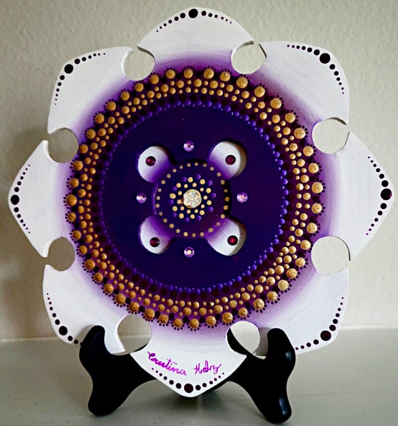 0014 - Mandala - Purple Gold White - Violeta Oro Blanco