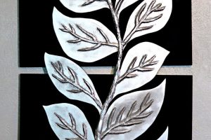 3027 – Large Art Piece Silver Leaves - Gran Obra de Arte Hojas de Plata