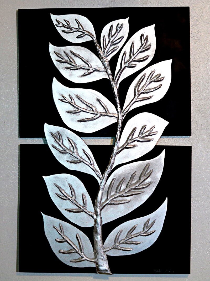 3027 – Large Art Piece Silver Leaves - Gran Obra de Arte Hojas de Plata