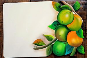 7041 - Set of Four Place Mats of Fruits with Stand - Set de Cuatro Individuales de Frutas con Soporte