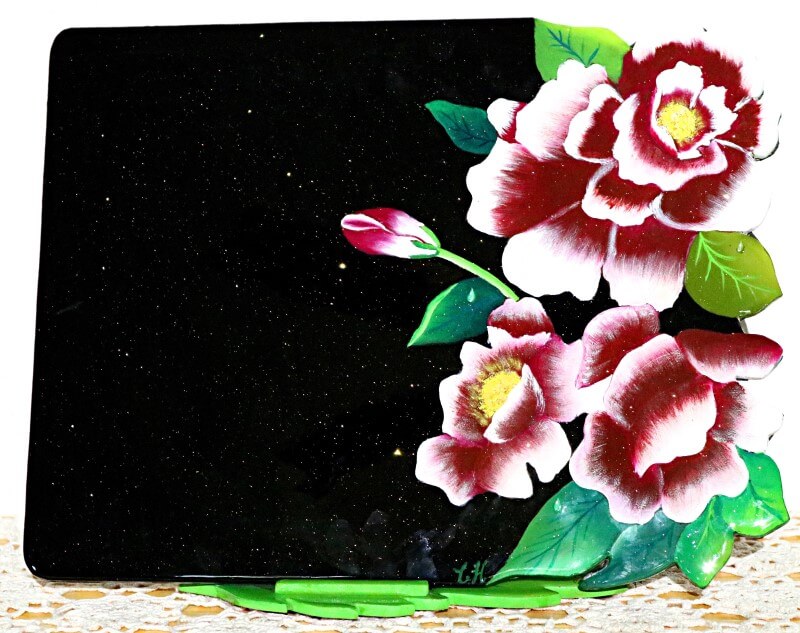 7076 - Set of Six Place Mats of Flowers with Stand - Set de Seis Individuales de Flores con Soporte